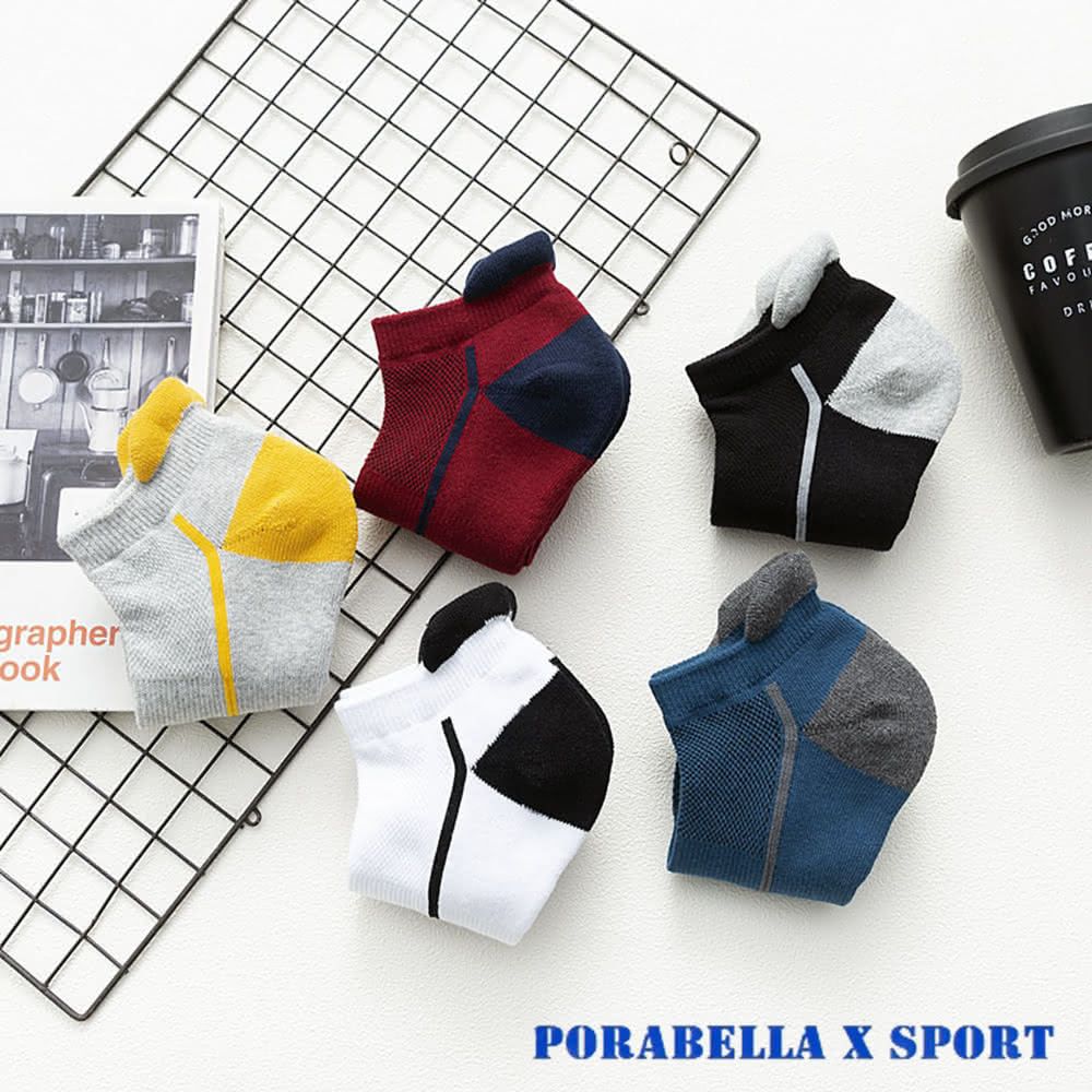PORABELLA 3件組 男襪 撞色襪 淺口襪 短襪 運動襪 運動短襪 跑步襪 撞色短襪 SPORT SOCKS