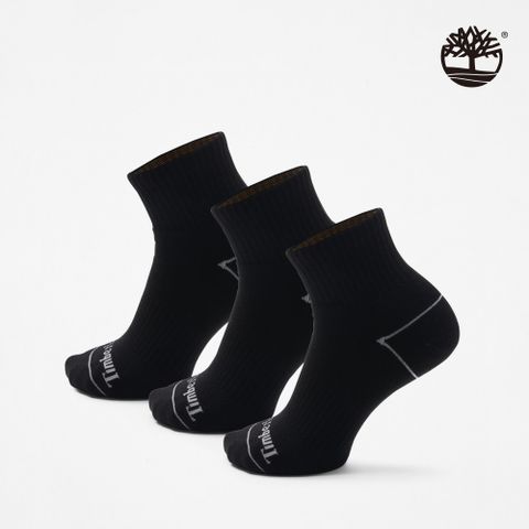 Timberland 中性黑色短筒襪三入組｜A6BAQ001