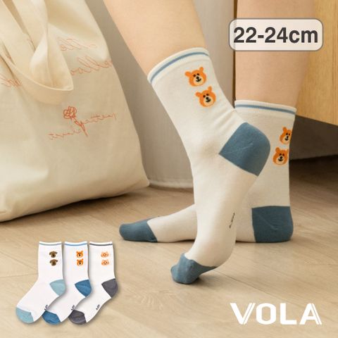 【VOLA維菈】百搭3/4條紋動物長襪