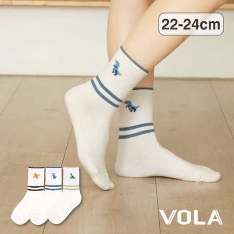 【VOLA維菈】百搭3/4恐龍中筒襪