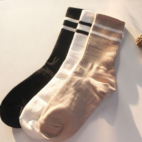 韓國襪 男女襪 純色襪 中筒襪 素色羅紋襪 橫條中筒襪 socks