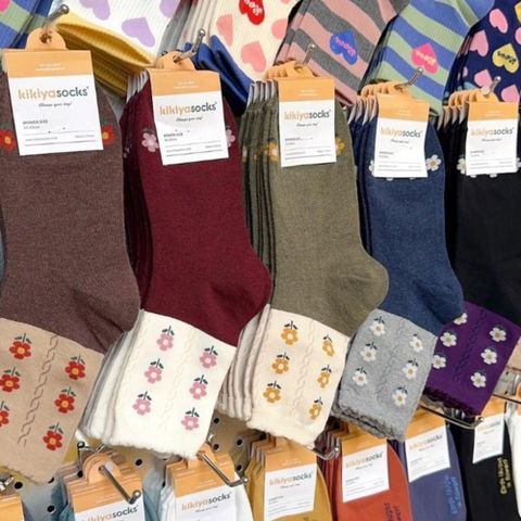 韓國襪 男女襪 中筒襪 小花襪 撞色襪 菱格紋小彩花襪 socks