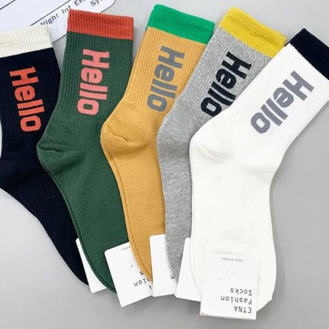 韓國襪 男女襪 字母撞色襪 撞色羅紋中筒襪 中筒襪 socks