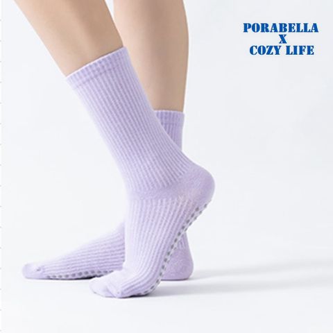 PORABELLA 女襪 瑜珈襪 中筒襪 羅紋襪 素色襪 運動襪 止滑襪 普拉提襪 YOGA SOCKS