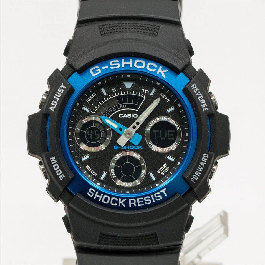 G-SHOCK 衝鋒戰士運動概念錶-黑x藍-AW-591-2ADR - PChome 24h購物