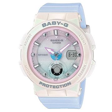 【CASIO】BABY-G 夏天女孩陽光休閒錶-藍x白框(BGA-250-7A3)