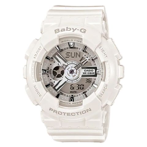 【CASIO】BABY-G 街頭層次多變率性風格雙顯休閒錶-雪白 (BA-110-7A3)