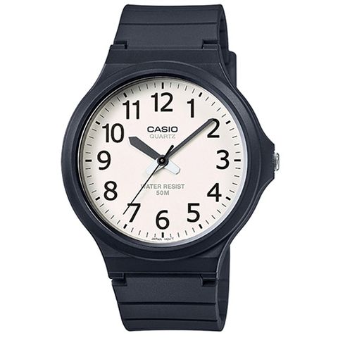 CASIO 大錶面簡約指針式撞色錶盤設計-白面 (MW-240-7BVDF)