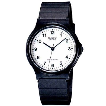 CASIO 超輕圓形數字錶-白面黑數字 (MQ-24-7B)
