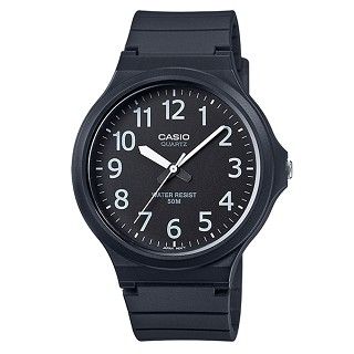 【CASIO】 簡約指針式撞色錶盤設計-黑面白數字 (MW-240-1B)