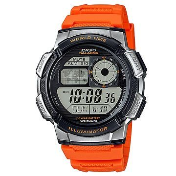 【CASIO】10年電力運動數位潮流腕錶-橘 (AE-1000W-4B)