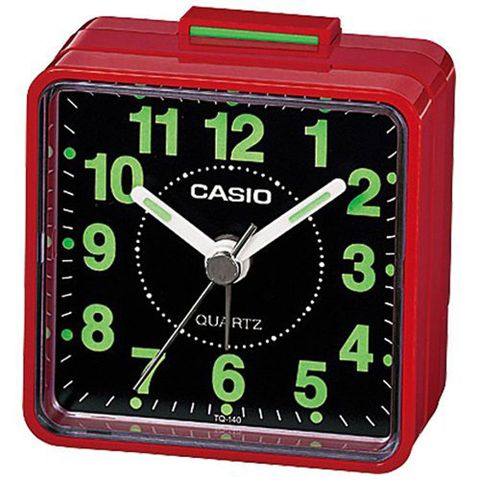 【CASIO 】桌上型指針鬧鐘-黑面紅殼 (TQ-140-4)