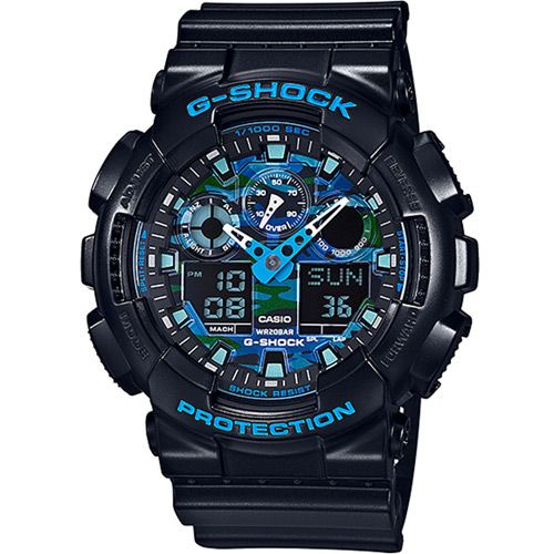 G-SHOCK 強悍迷彩潮流雙顯錶-藍迷彩(GA-100CB-1ADR) - PChome