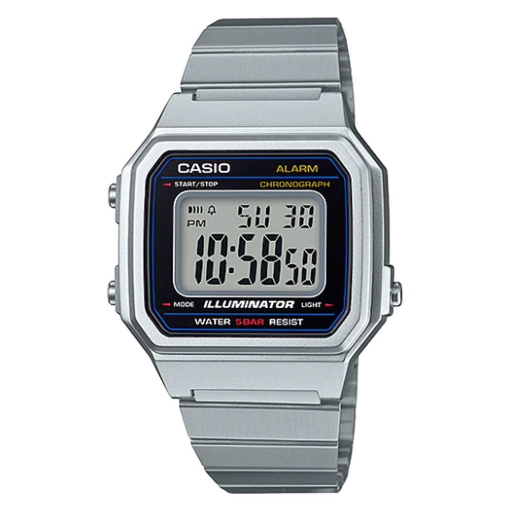 CASIO 卡西歐 時尚復古文青風大型數字不鏽鋼錶-銀(B-650WD-1A)