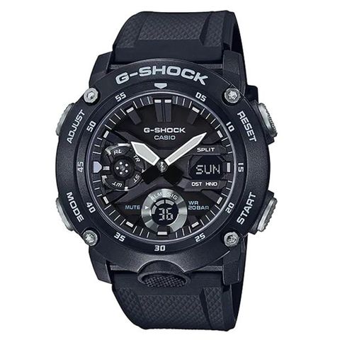 CASIO 卡西歐 G-SHOCK 碳纖維核心防護設計潮流休閒錶-率性黑(GA-2000S-1A)