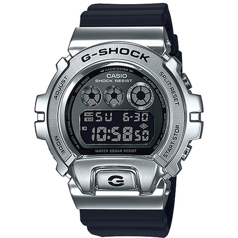 CASIO G-SHOCK 高端街頭風格嘻哈音樂金屬元素休閒錶(GM-6900-1DR)-銀