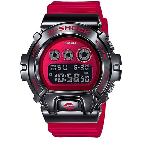 CASIO G-SHOCK 高端街頭風格嘻哈音樂金屬元素休閒錶(GM-6900B-4DR)-紅