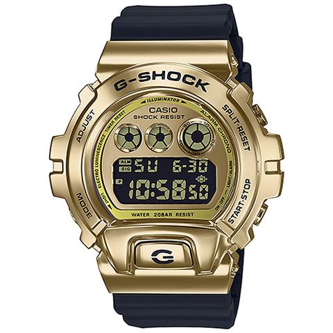 CASIO G-SHOCK 高端街頭風格嘻哈音樂金屬元素休閒錶(GM-6900G-9DR)-金
