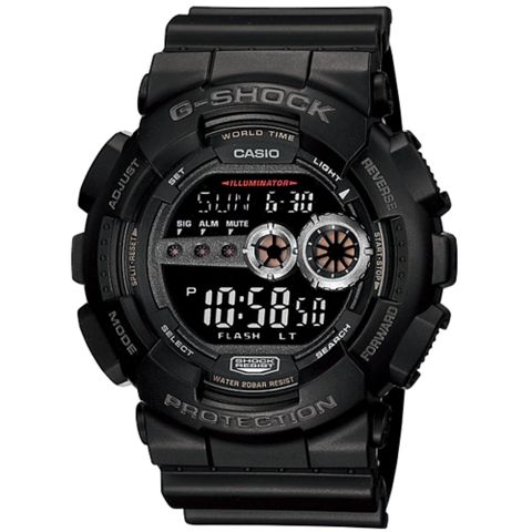 CASIO 卡西歐 G-SHOCK 超個性強悍高亮眼休閒錶-黑面 (GD-100-1B)