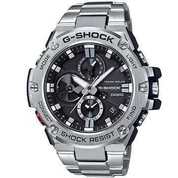 【CASIO】G-SHOCK G-STEEL 電力提示窗 藍芽不鏽鋼錶 (GST-B100D-1A)