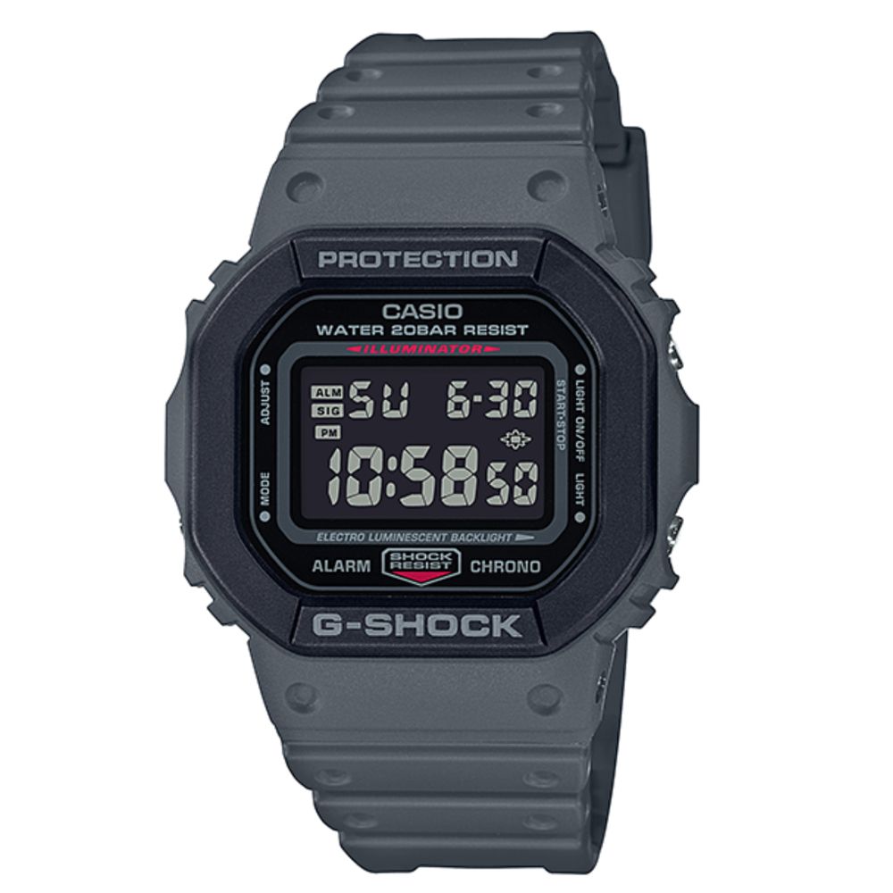 CASIO 卡西歐 G-SHOCK 全新街頭軍事系列雙層錶圈設計休閒錶-灰X黑框 DW-5610SU-8DR