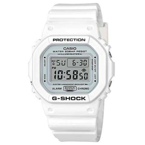 CASIO 卡西歐 G-SHOCK 經典造型霧面感數位休閒錶-白(DW-5600MW-7)