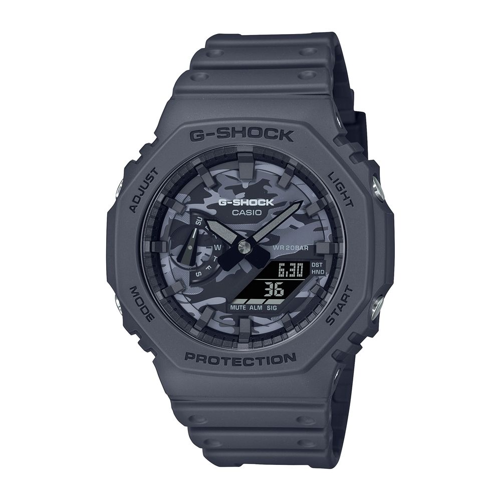 CASIO】G-SHOCK 農家橡樹八角雙顯錶-迷彩X灰(GA-2100CA-8A) - PChome