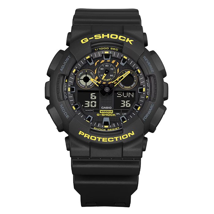 CASIO 卡西歐  G-SHOCK 搶眼撞色 GA-100CY-1A 兩百米防水 電子錶 雙顯運動錶 黑/黃