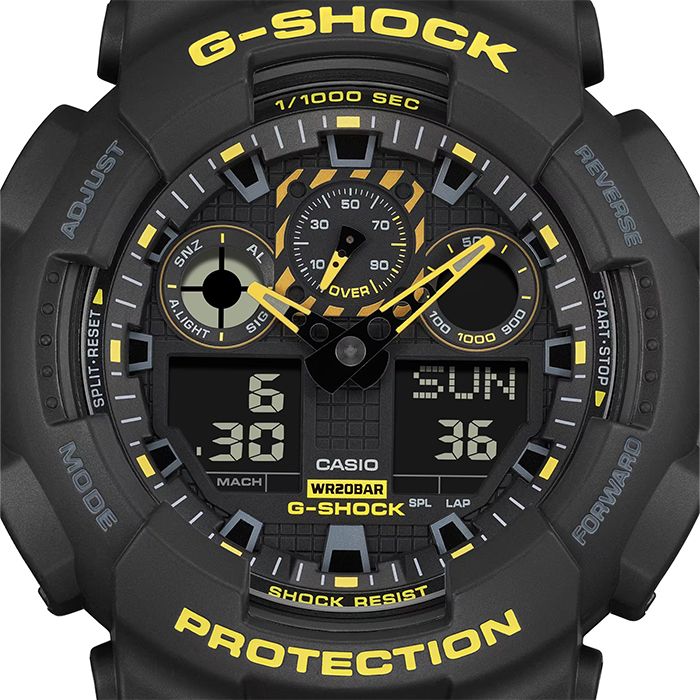 CASIO 卡西歐  G-SHOCK 搶眼撞色 GA-100CY-1A 兩百米防水 電子錶 雙顯運動錶 黑/黃