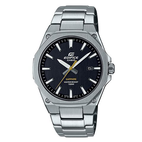 【CASIO】EDIFICE 紳士時尚八角藍寶石玻璃鏡面不鏽鋼腕錶(EFR-S108D-1)黑面