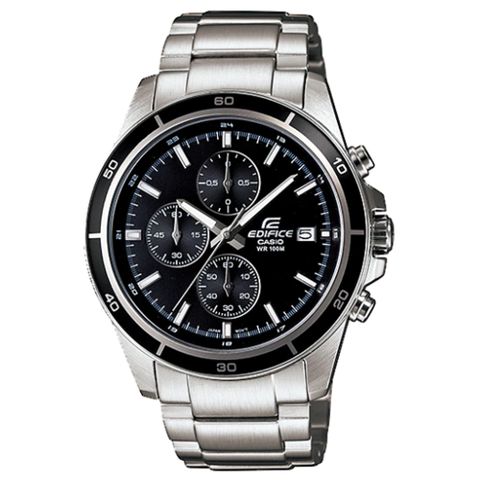 CASIO EDIFICE系列經典內斂三眼賽車腕錶-黑(EFR-526D-1A)