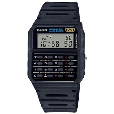 【CASIO】復古風造型計算機腕錶-(CA-53W-1)