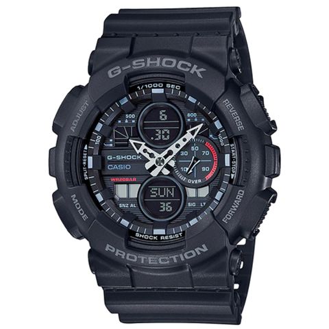 【CASIO】G-SHOCK 音樂跨時代復古設計雙顯錶-霧黑(GA-140-1A1)