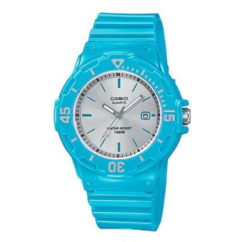 【CASIO 】女孩簡約羅馬時刻造型運動錶-亮藍-(LRW-200H-2E3)