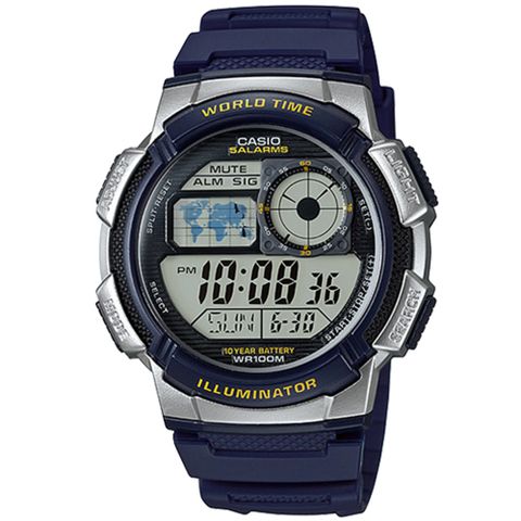 CASIO 卡西歐 10年電力運動數位潮流腕錶 (AE-1000W-2A)