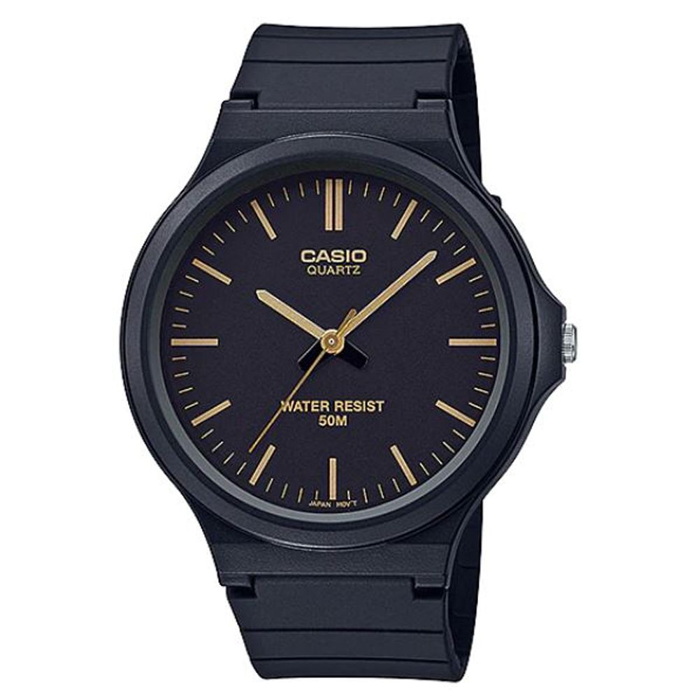 CASIO 卡西歐  簡約指針式撞色錶盤設計-黑面金羅馬字 (MW-240-1E2)