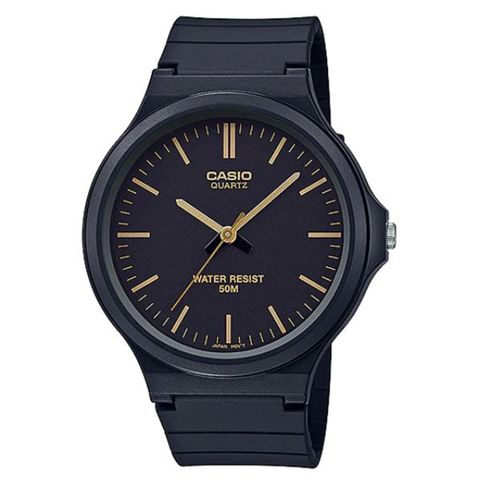 【CASIO】 簡約指針式撞色錶盤設計-黑面金羅馬字 (MW-240-1E2)
