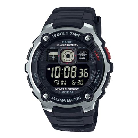 【CASIO 】10年電力數位大螢幕電子錶款-黑 (AE-2000W-1B)