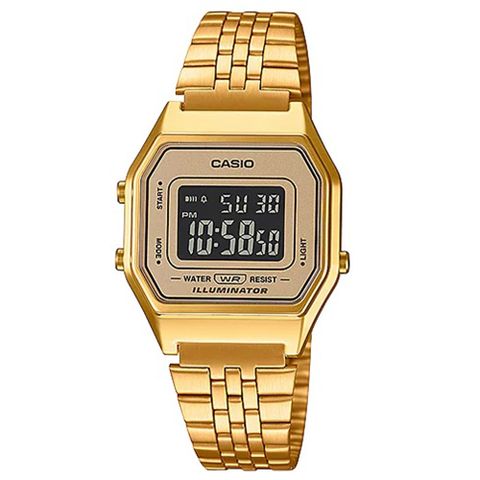 CASIO 卡西歐 復古經典-金帶黑面 LA-680WGA-9B