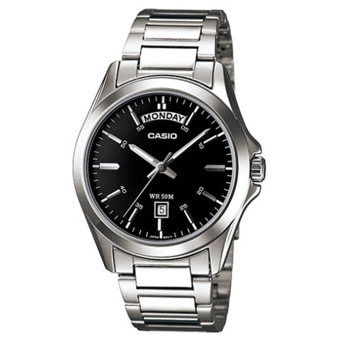 【CASIO】都市男子引領風格不鏽鋼指針錶-黑 (MTP-1370D-1A1)