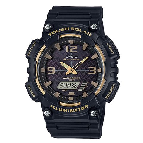 CASIO 卡西歐 太陽動能雙顯數位雙顯錶-黑面金刻 (AQ-S810W-1A3)