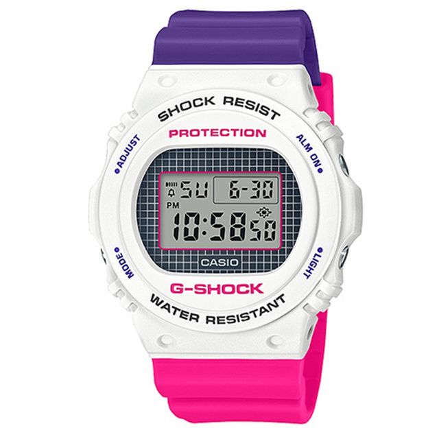 CASIO 卡西歐   G-SHOCK 25週年90年代經典亮彩醒目運動腕錶 DW-5700THB-7