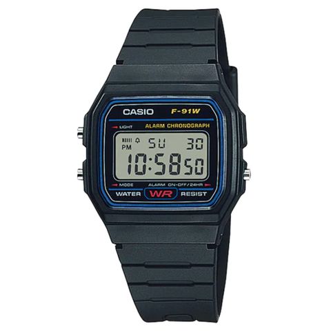 CASIO 卡西歐 經典運動電子錶-藍框 (F-91W-1)