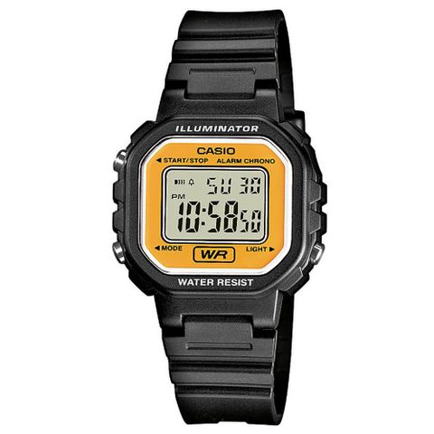 CASIO 卡西歐 復古風方形電子錶款-黃面 (LA-20WH-9A)