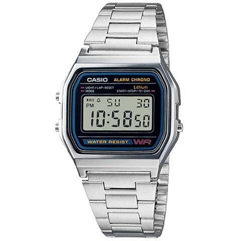 CASIO 卡西歐 城市時間復古造型主軸數位腕錶 A-158WA-1DF