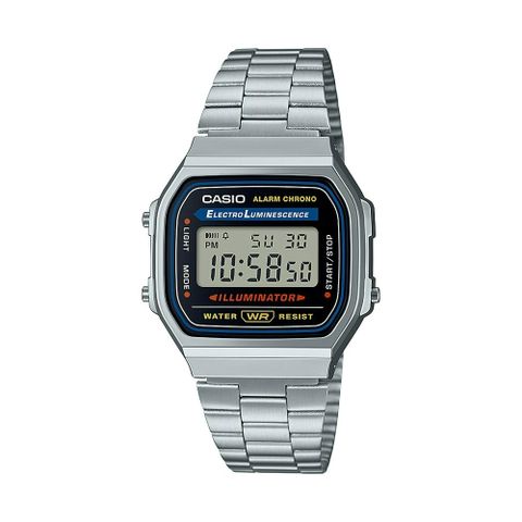 CASIO 卡西歐 城市時間數位腕錶-銀色(A-168WA-1)