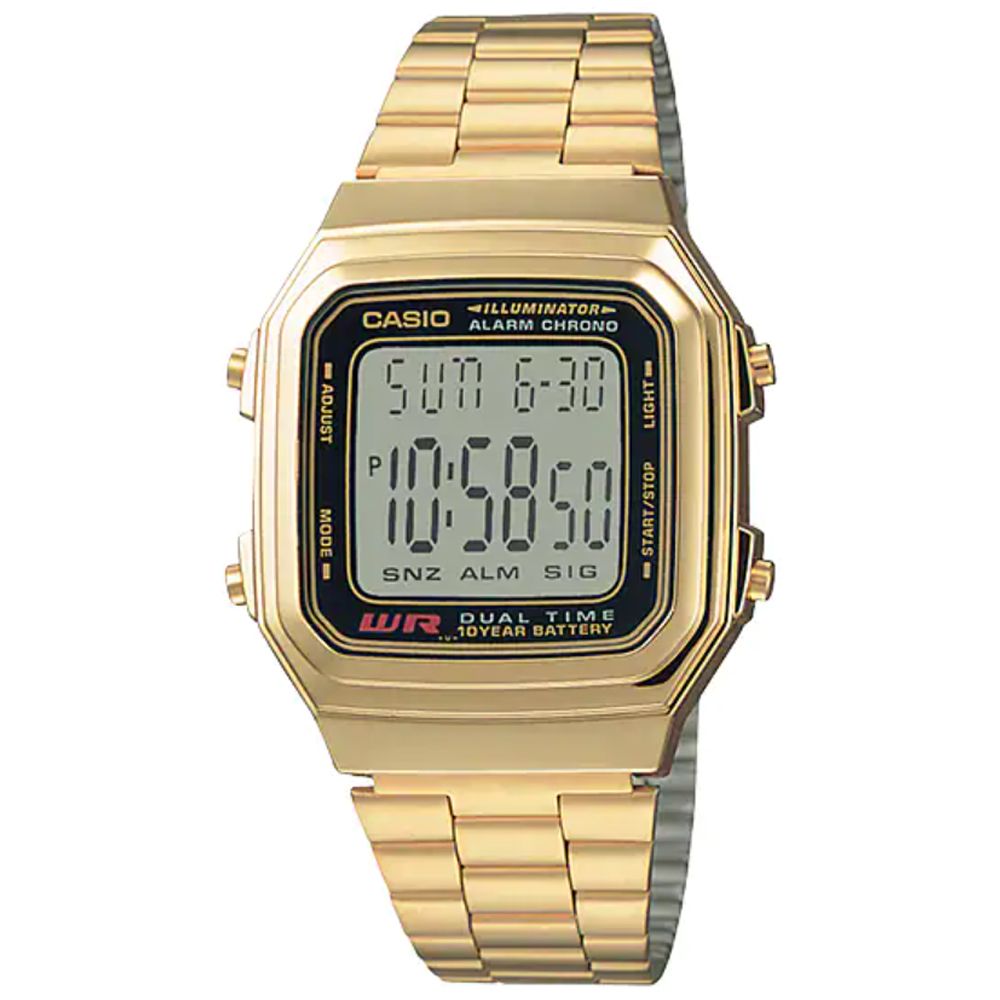 CASIO 卡西歐 時尚復古電子錶- 金色 (A-178WGA-1)