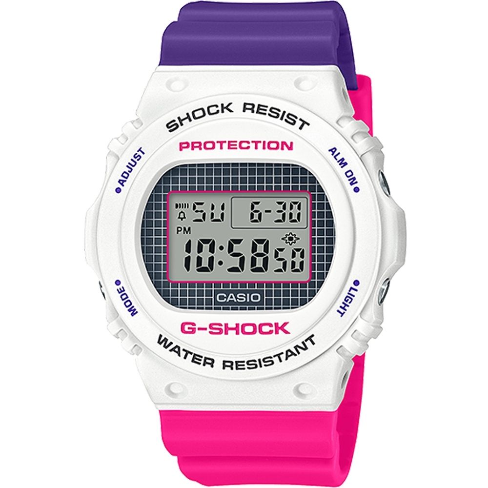 CASIO 卡西歐   G-SHOCK 25週年90年代經典亮彩醒目運動腕錶 DW-5700THB-7