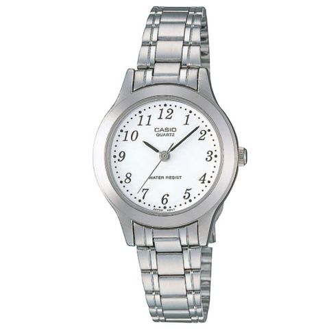 CASIO 經典時尚典雅指針腕錶-數字白色面(LTP-1128A-7B)