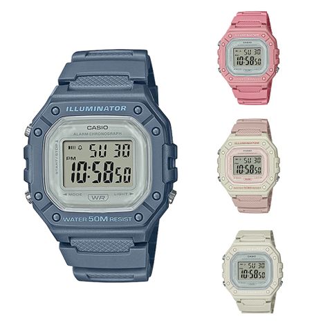 【CASIO 】大錶面清晰數位電子運動錶-2022新色上市-共四色(W-218HC系列)